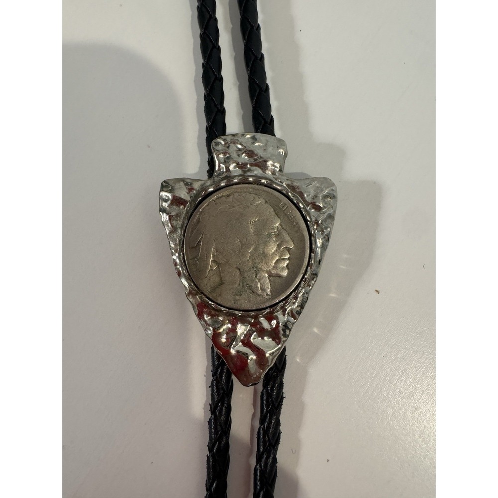 Vintage Buffalo Nickel Bolo Tie Western Southwestern Arrowhead Cowboy Retro